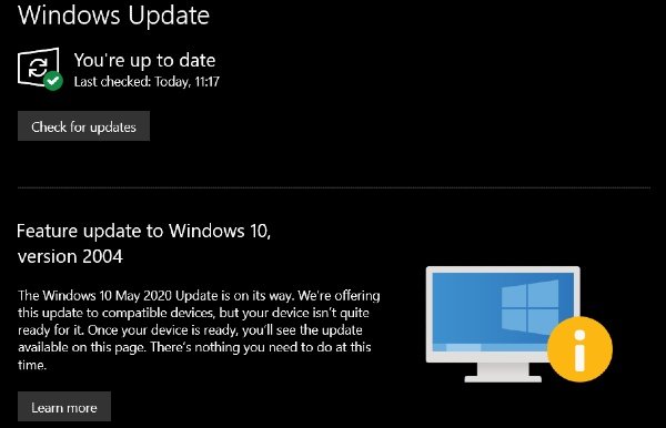 Windows 10, version 2004 update compatibility