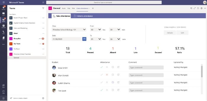 Microsoft Teams for Education Attendance