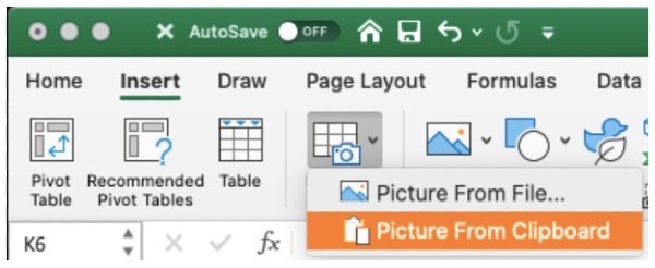 send picture to rear in excel for mac