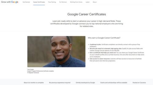 Google Career Certificates for Americans announced