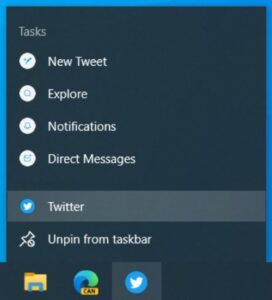 Google Chrome, Edge users can create tweets from Windows 10 taskbar