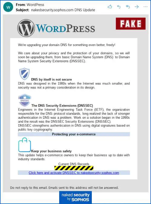 安全DNS网络钓鱼活动WordPress