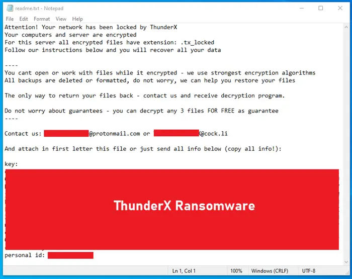 ThunderX ransomware