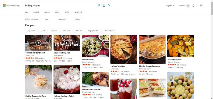 Bing recipes