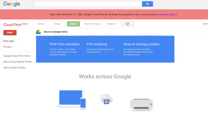 Google set to retire Cloud Print service