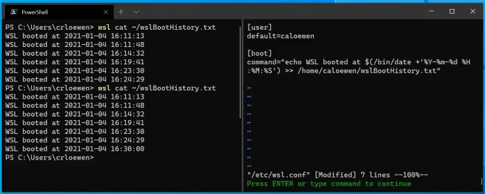 Windows-10-WSL-Terminal-Startup-Commands