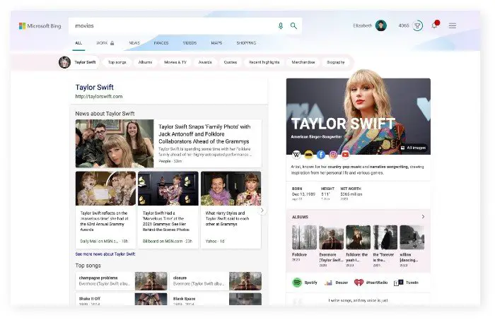 Bing search theme pages