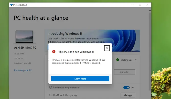 Microsoft Windows 11 PC Health Check No TPM 2.0 - ServeTheHome