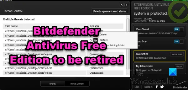 Bitdefender Antivirus Free Edition to be retired