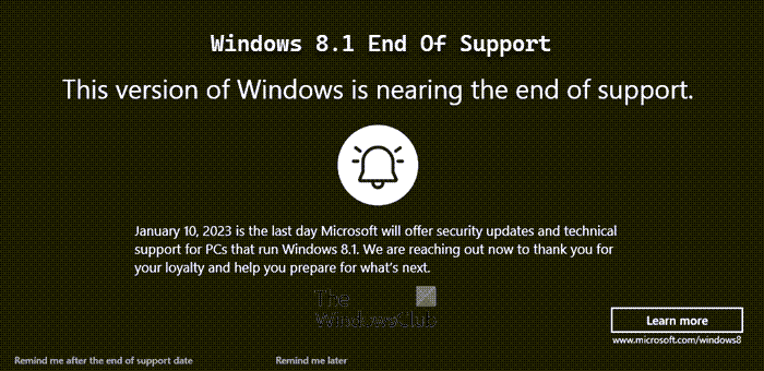Windows 8.1 End Of Support