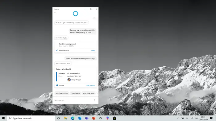 Cortana on Windows 11