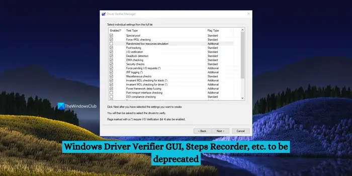 Windows Driver Verifier GUI, Steps Recorder, etc. to be deprecated