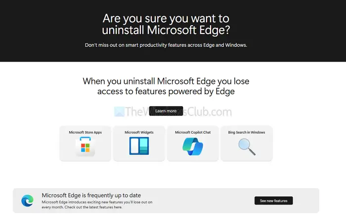 Microsoft Uninstall Edge Page