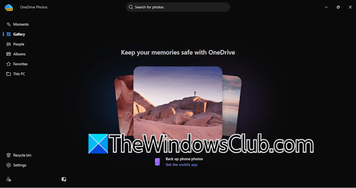 OneDrive Photos interface OneDrive Photos interface