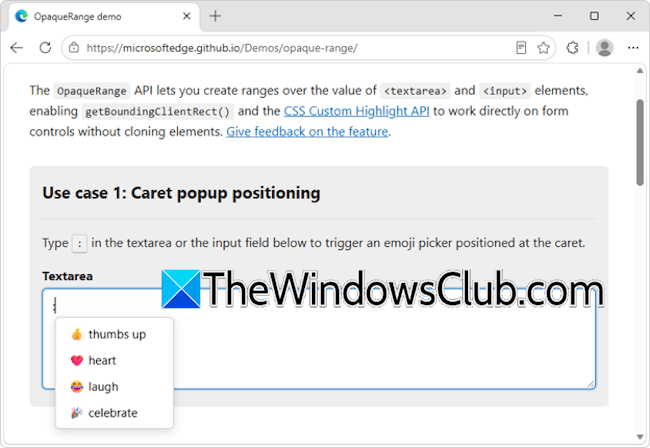 OpaqueRange API feature in Edge OpaqueRange API feature in Edge